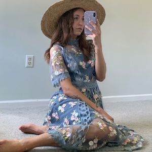 Hand Embroidered Flower and Butterfly Dress